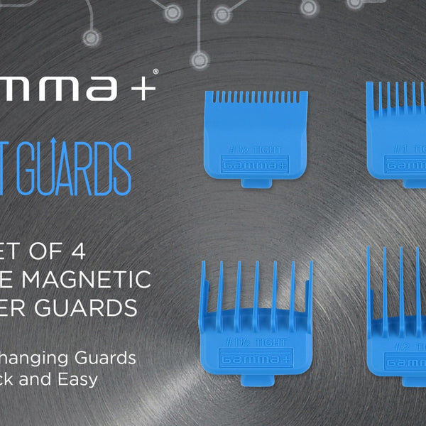 Gamma Dub Magnetic Tight Clipper Guards 4-Pack Cyan Blue