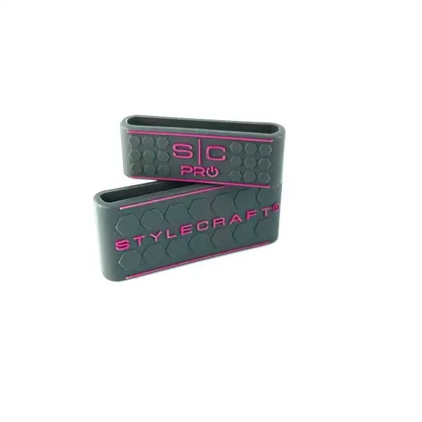 StyleCraft Pro Barber Hair Clipper and Trimmer Grip Band Set of 2 in Gray|Pink
